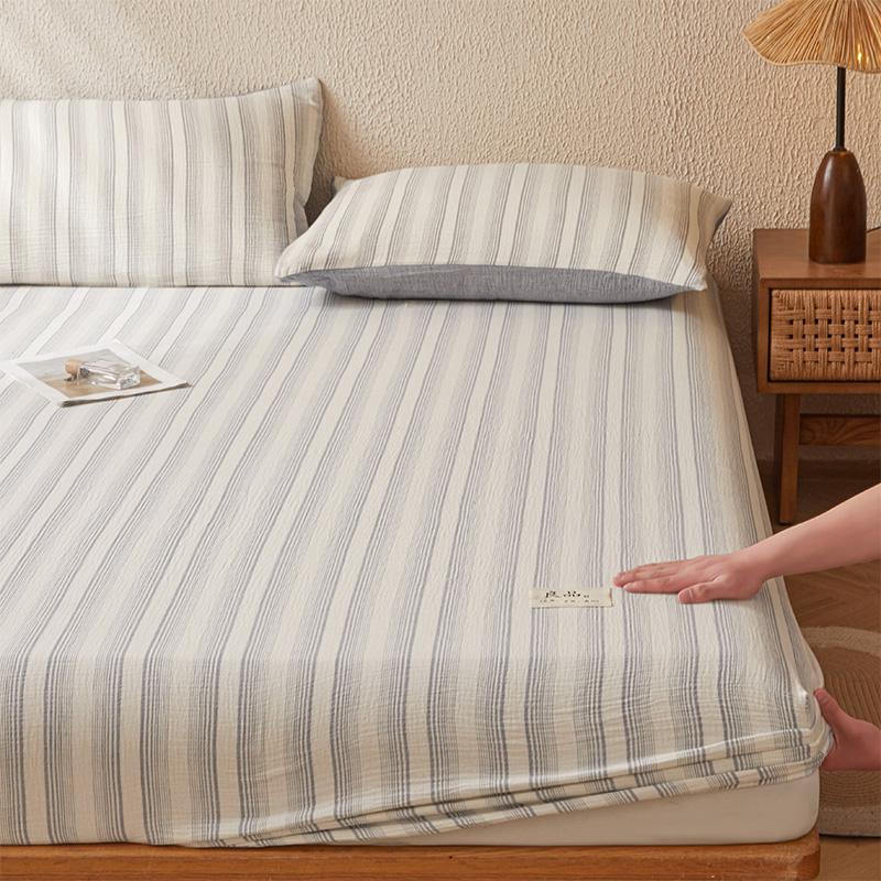 A-Class Full Cotton Double-Layer Wrinkled Yarn Fitted Bed Sheet