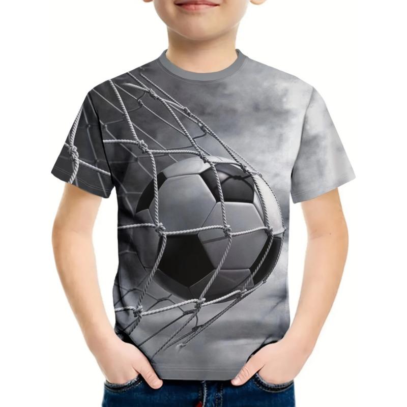 Детская футболка Одежда для мальчиков 2024 Детская футбольная одежда с цветными всплесками Футболка Топы Футболки Топы с коротким рукавом Корейский мальчик