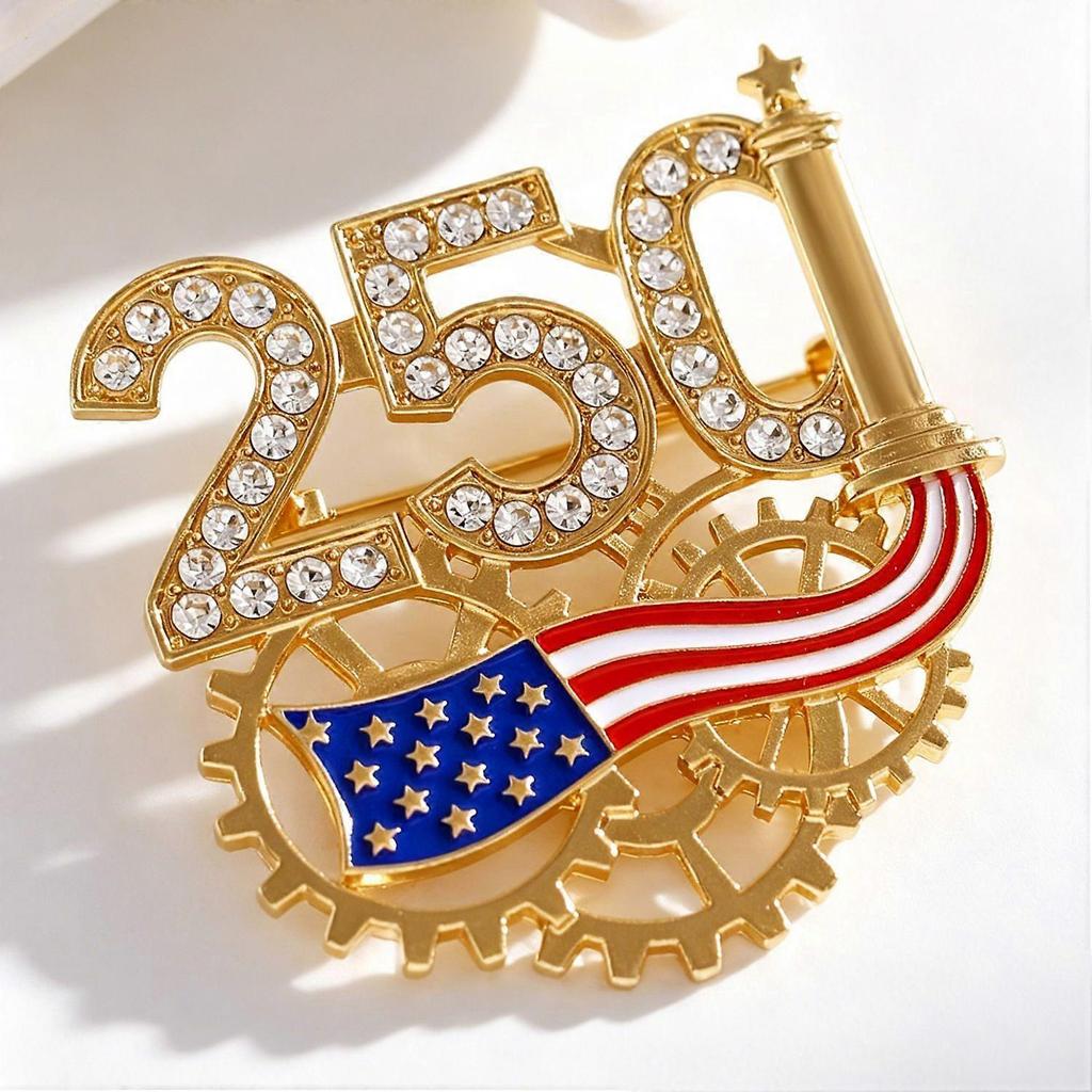 USA 250th Anniversary Brooch, 2026 Independence Day 3D Relief Coin Pin, American Flag Lapel Badge, Patriotic Jewelry Gift for Men and Women