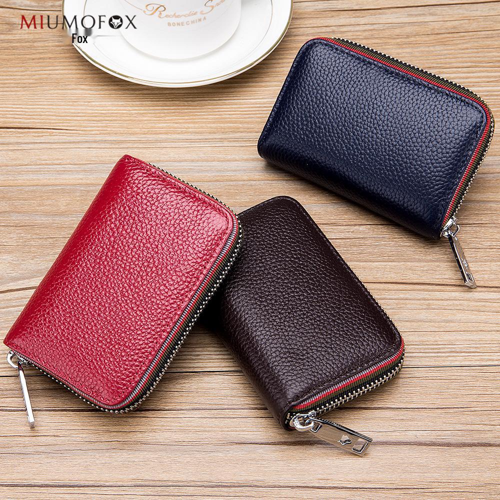 МодныйRFID-кошелек-гармошка из коровьей кожи с молнией для женщин и мужчин