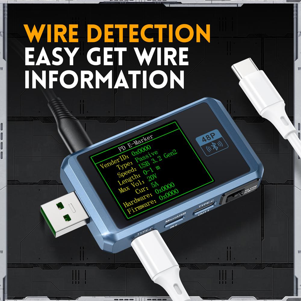 FNIRSI FNB48P Тестер с 6-значным дисплеем Многофункциональный вольтметр Амперметр USB TYPE-C Зарядное устройство