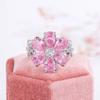 Изысканные серебряные кольца с цветком персика для женщин, модные женские обручальные кольца с розовыми цветами, вечерние украшения