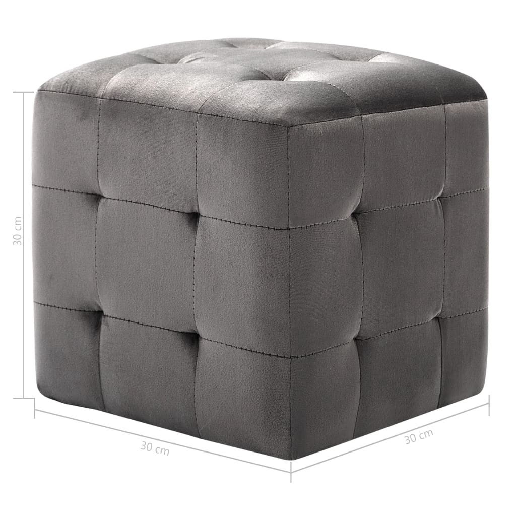 Footstool Set 2 pcs Grey 30 x 30 x 30 cm Velvet Fabric