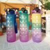 Gradient Color Straw Water Bottle - Plastic Outdoor Sports Kettle with Bounce Cover