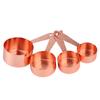 4PCS Rose Gold Stainless Steel Measuring Cups Coffee Spoon with Scale Baking Cooking Kitchen Tools
