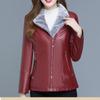 Plus Velvet Thickening Middle-Aged And Elderly Mothers Plus Size Warm Casual Leather Women's Leather Jackets Blouse Top