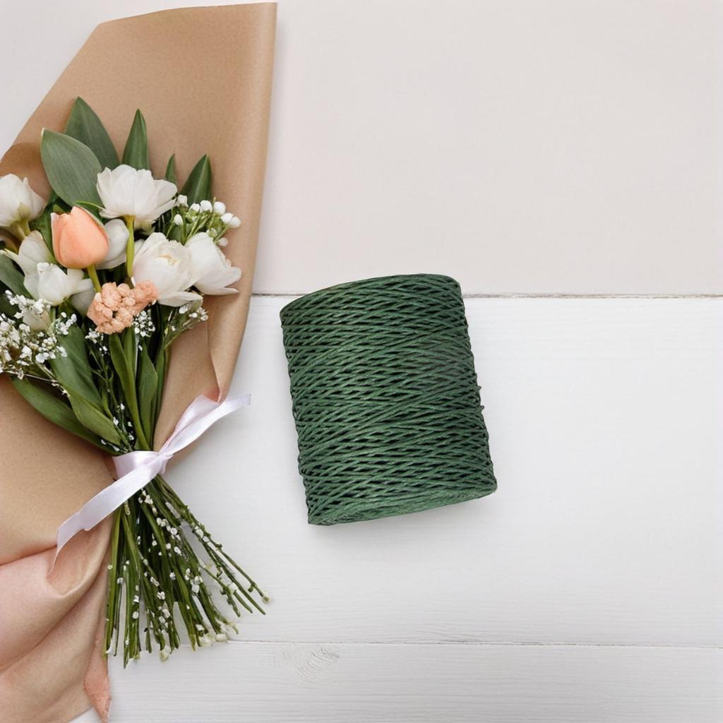 1 Roll Flower Binding Wire Army Flexible Rustic Wire for Wrapping Flower Bouquets Waterproof Gift Wrap Rope