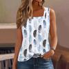 Женская мода повседневная плиссированная жилетка без рукавов с квадратным воротником и принтом летняя футболка