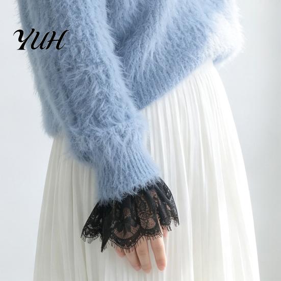 Layering Fake Sleeves Lace Cuffs for Women, Detachable Elastic Wrist Cuffs, Elegant Accessory Sweaters And Cardigans Trumpet