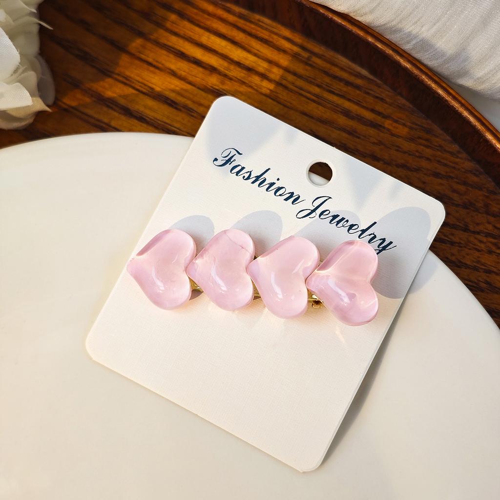 Dongdaemun Simple Color Ice Glitter Love Hairpin, Sweet Dopamine Children'S Bangs Duck Bill Clip