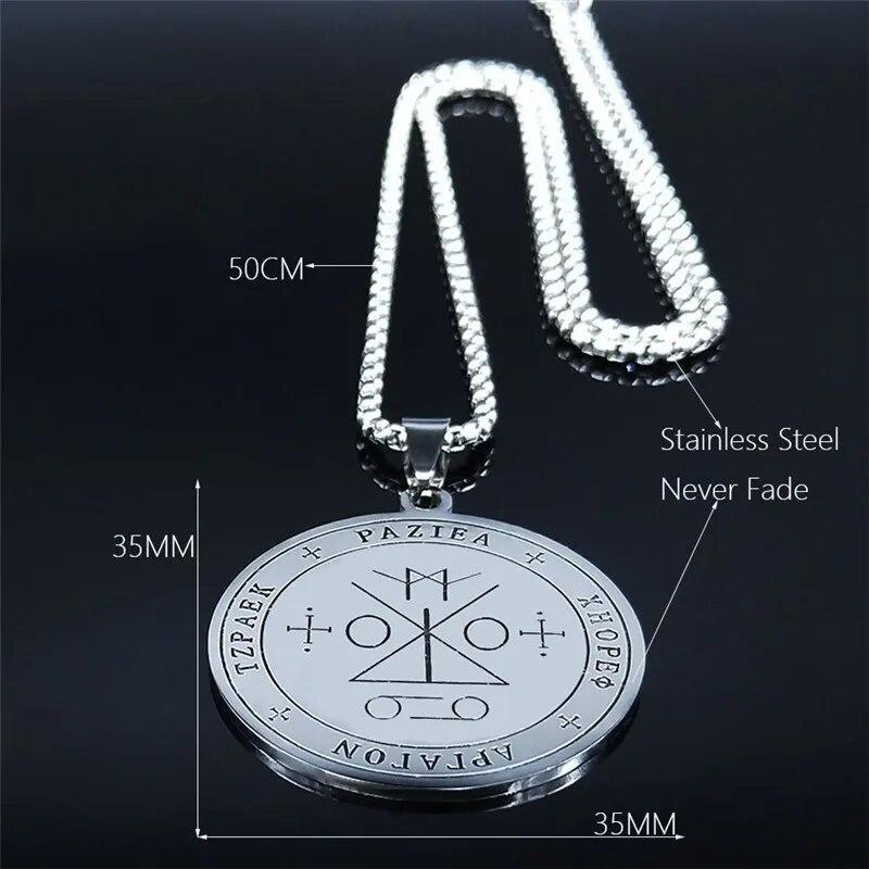 Печать Ангела Разиэля, ожерелье из нержавеющей стали, серебро, печать архангела Разиэля, амулет, талисман, ювелирные изделия ожерелья