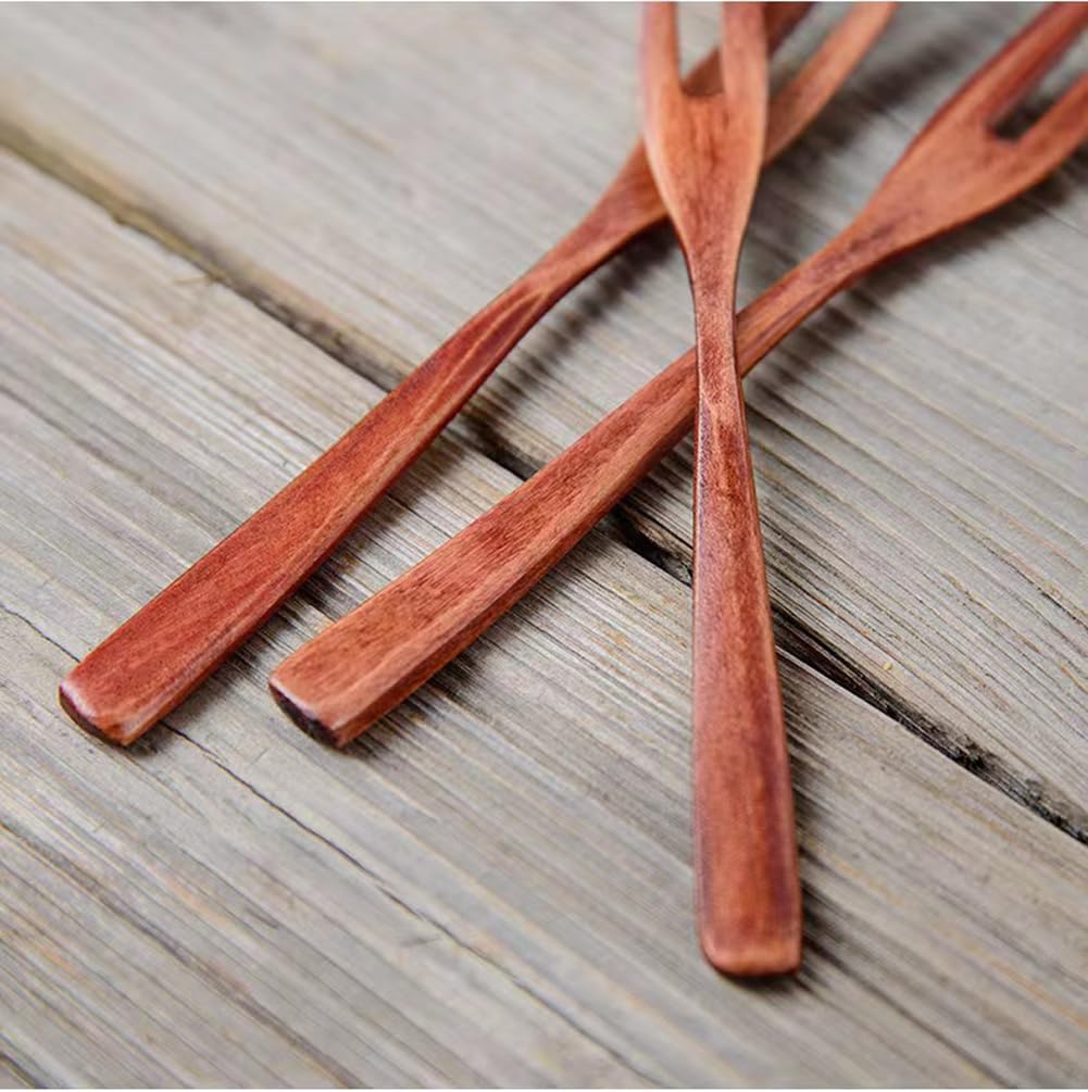 KXLCGYK Деревянная вилка, японские сладости, набор из 5 вилок, легкая лакированная вилка химэ, фруктовая вилка, десертная вилка для торта 13,5 см