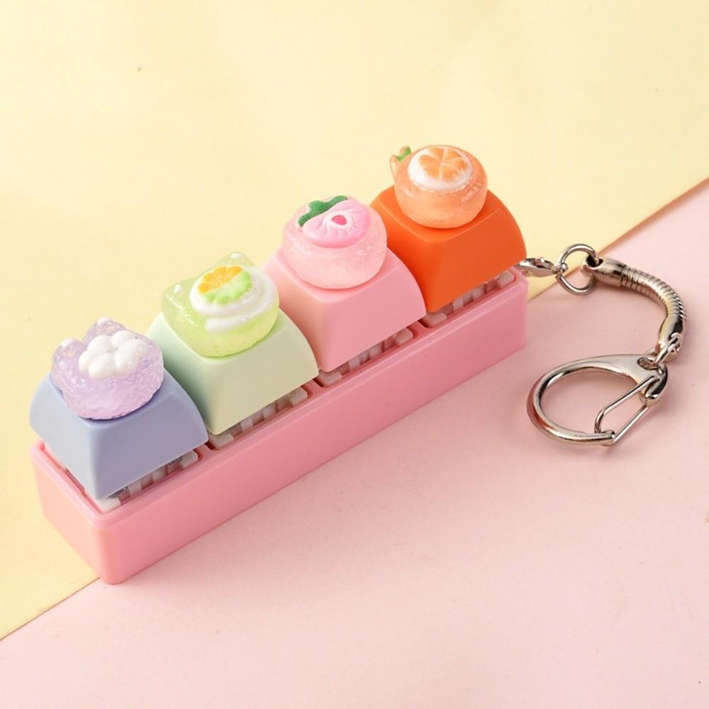 4-Key Reduce Pressure Toy Fruit Mini Keychain Pendant Push Button Keychain Reduce Anxiety