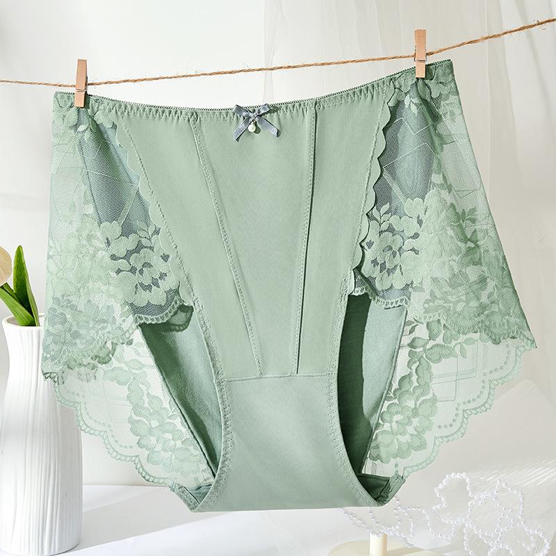 Кружевное нижнее белье для женщин летом тонкие сексуальные трусики из модала с высокой талией больших размеров