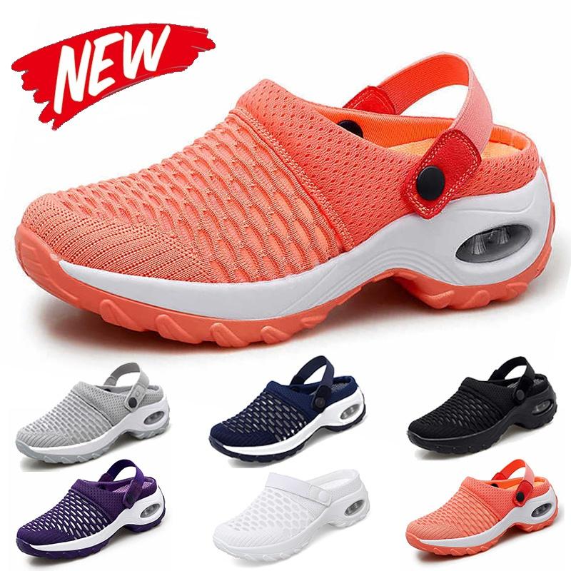 Женские модные летние сандалии, обувь с отверстиями, сандалии без шнуровки на дышащей платформе и воздушной подушке, большие размеры 35-43