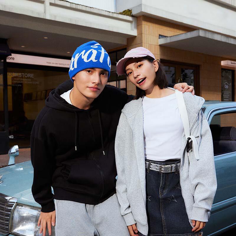 Jeanswest Men's American Letter Hooded Zipper Sweatshirt