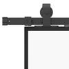 Sliding Door with Fittings Black 90 x 205 cm Tempered Glass