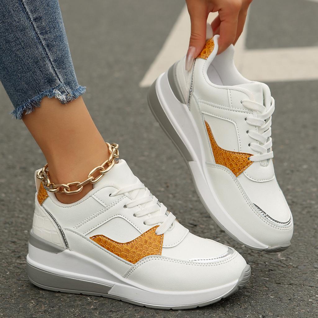 Женские кроссовки для бега, повседневная мода, кроссовки с толстым каблуком, большого размера, со шнуровкой, Zapatillas Plataforma Mujer