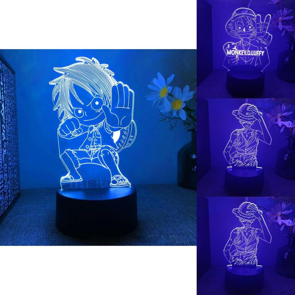 3D светодиодный ночник «Король пиратов» с USB-управлением касанием, с персонажами Луффи и Зоро, для современных спален