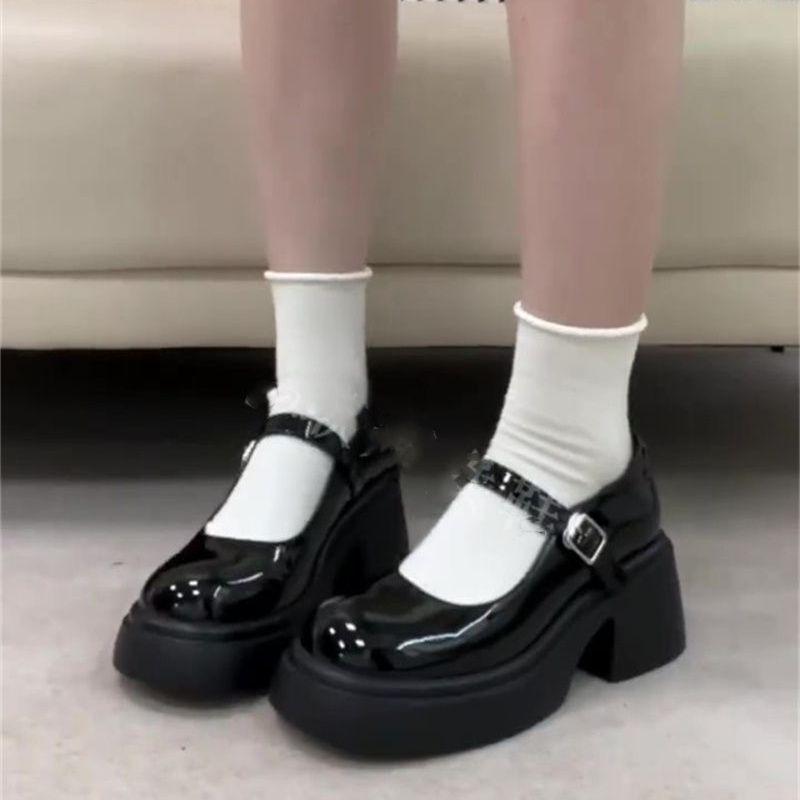Женская обувь на платформе, туфли Мэри Джейн на толстом каблуке, женская обувь 2025 весна и осень, новые туфли на подошве-маффин, маленькие кожаные туфли, женские ретро-туфли