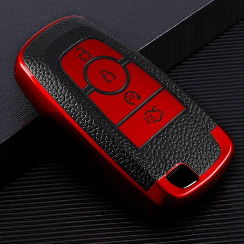 FOR Ford Focus Edge Explorer Escort Mondeo Mustang Ranger Leather TPU Car Smart Key Cover Case Shell Bag Protector Keychain