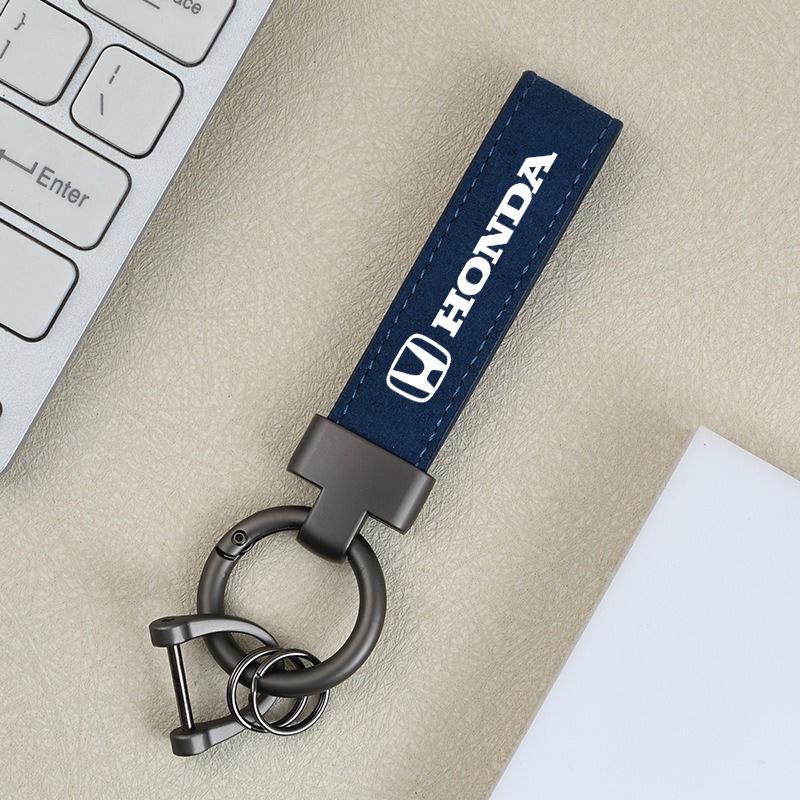 High Quality Leather Car Logo Keychain Keyring For Honda Jazz Fit Avancier Crv Accord Pilot City Prelude Mugen Power XR-V BO8