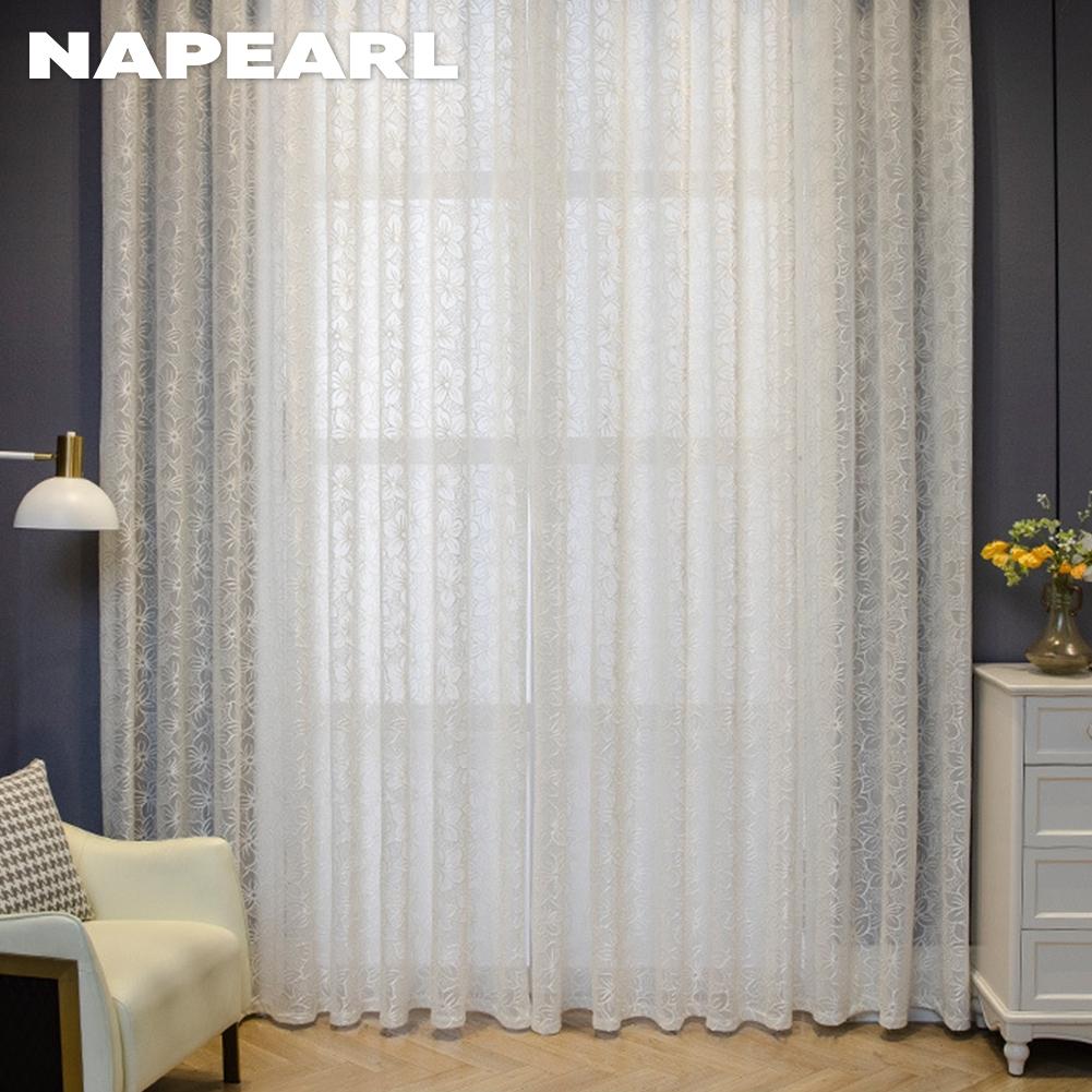 1 шт. NAPEARL Cherry Blossom Pattern жаккардовый белый тюль полупрозрачная прозрачная занавеска для гостиной спальни балкона окна домашнего декора