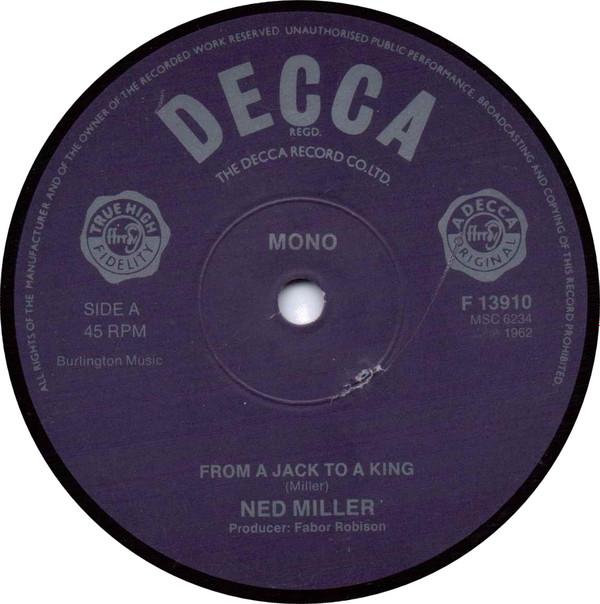 7-дюймовая пластинка НЕД МИЛЛЕР - От валета до короля F13910 Decca 1981 Великобритания Фолк Б/У