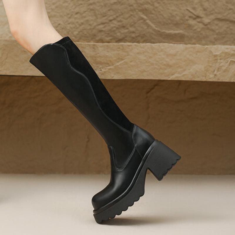 Осенне-зимние женские ботинки Мартин однотонные с круглым носком на толстой подошве нескользящие на боковой молнии кожаные ботинки корейская версия новые удобные h