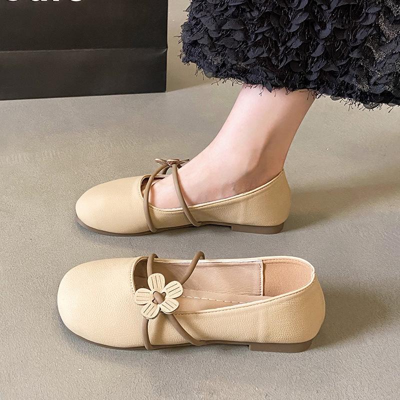 Туфли Мэри Джейн на толстом каблуке женские 2025 лето новая верхняя одежда с открытым мыском мягкая подошва модная обувь