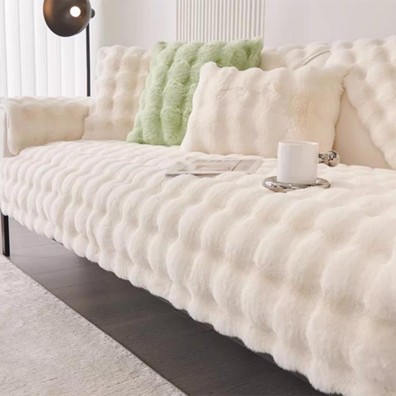 Universal Square Shape Plush Sofa Cover Thicken Rabbit Sofa Towe Winter for Living Room L Non-slip Sofa Mat Sofa Blanket Couch Cushion