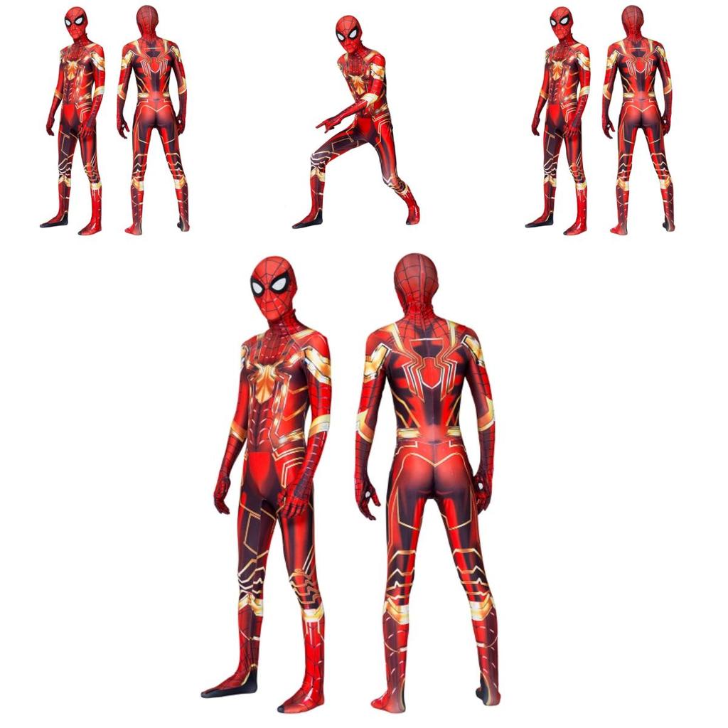 Косплей-костюм Marvel Стальной Человек-паук, наряд на все тело с капюшоном
