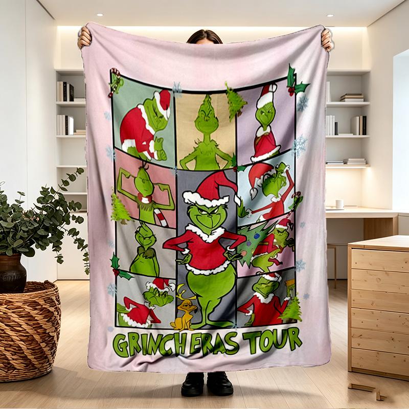 The Grinch Print Blanket - Soft & Comfortable, for Bedroom, Travel, Sofa, Home Decoration - Birthday Christmas Gift for Friend