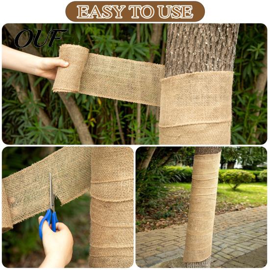 Burlap Fabric for Trees Natural Tree Protector Wraps Winter Garden Plants, Trunk Protector, Cold Proof Bandage Plants Wrap Bandage, Frost Freeze