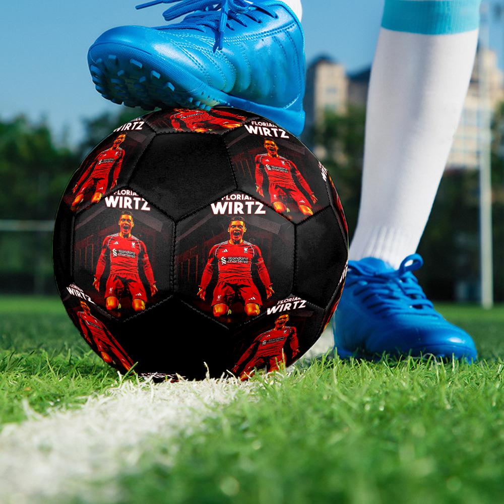 Florian Wirtz Indoor Soccer Ball Colorful Machine Stitched PVC Size 5 Team Training Competition Ready Durable High-Bounce Cool Sports Gift
