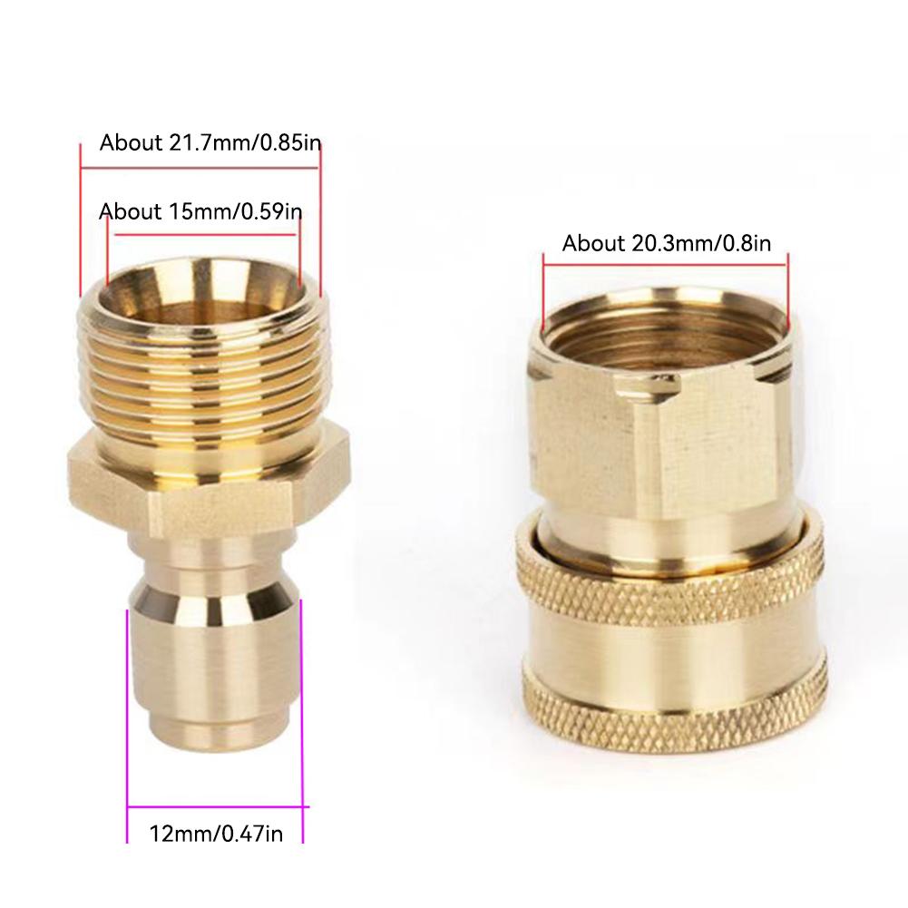 2Pcs 3/8'' or 1/4" Pressure Washer Adapter Kit M22 14mm 12mm Female Male Swivel To Quick Connect Release Set Nozzles