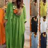 Green Loose Fit Long Dress with Pockets, Casual Flowy Maxi Dress In Multiple Colors