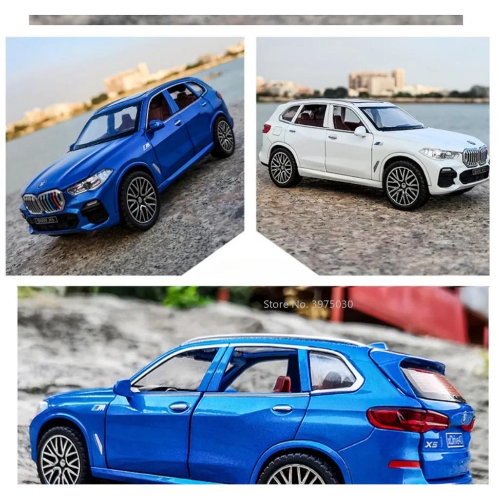 1/32 BMW X5 SUV Alloy Car Model Toy Scale Simulation Off Road Vehicle with Sound Light Pull Back Ornaments Collectibles for Children