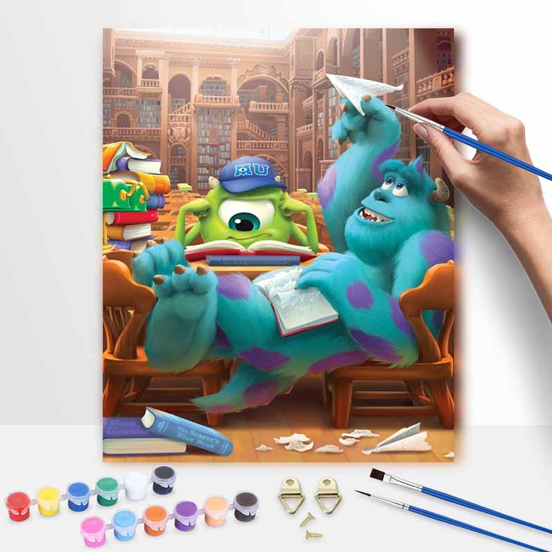 Disney oil painting Monsters University handmade diy art painting home decoration