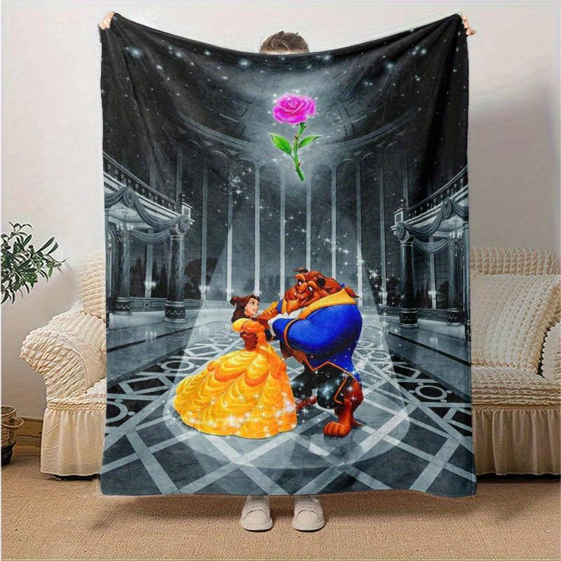 1pc. Disney Beauty and the Beast Blanket, Home Decor, Office Napkin, Outdoor Throw Gift for Kids Adults