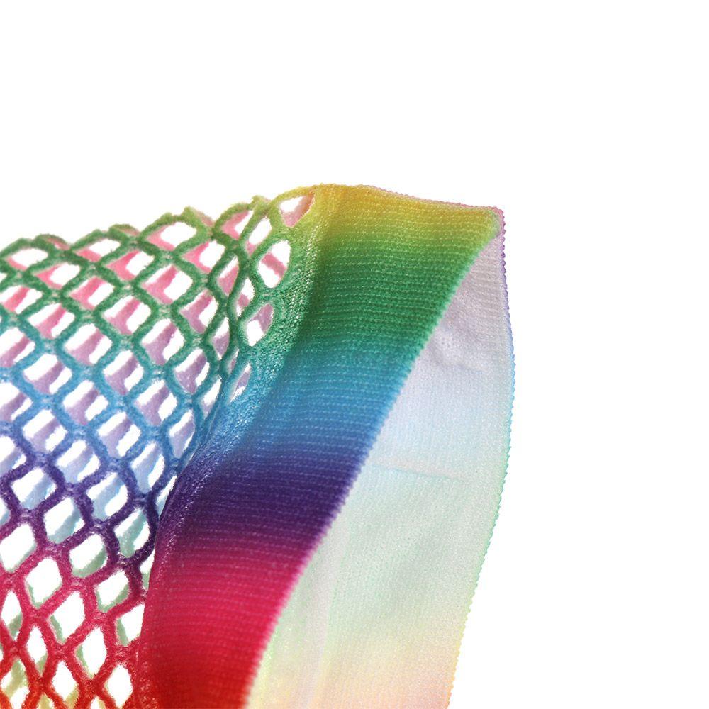 New Wedding Party Colorful Fingerless Mesh Net Disco Dance Hollow Out Holes Gloves Rainbow