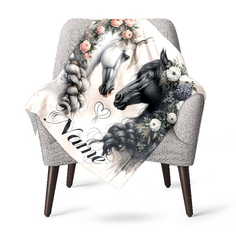 240Gm2 Horse Customize Your Name Outdoor Blanket Suitable For All Seasons Comfortable And Warm Soft Blanket Suitable For Travel Gifts For Relatives