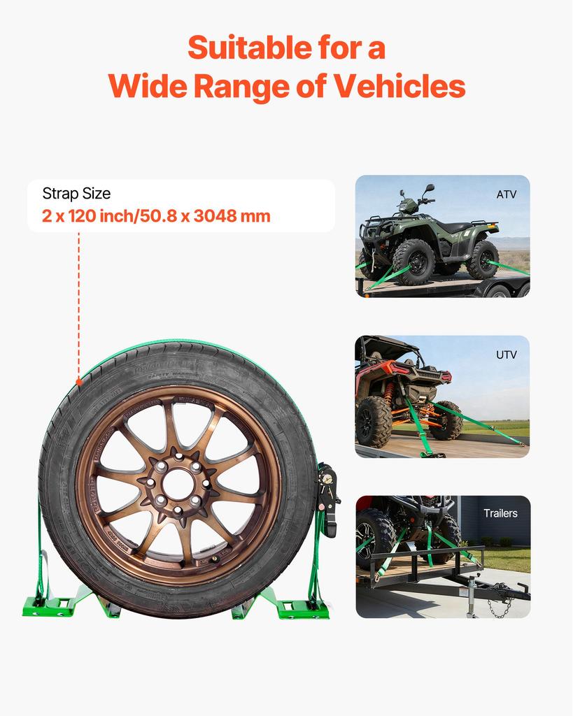 VEVOR Wheel Chock Tie-Down Kit, Chock-Style Trailer Tie Down Strap, Car Tie Down Kit with Buckle