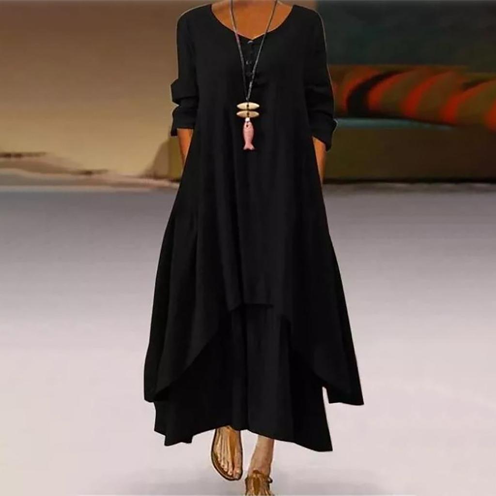 Women's Cotton Loose Shirt Dress With Button Casual Loose Maxi Dresses