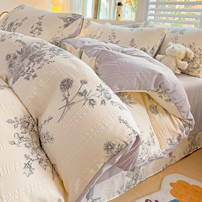 Постельное белье с цветочным принтом, комплект одеяла с наволочкой, простыня, односпальная кровать, комплект постельного белья, пододеяльник, двуспальная кровать размера «queen-size»