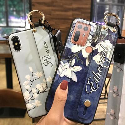 Прочный чехол-браслет для телефона HTC Desire 20 Plus/D20+ с ремешком, задняя крышка, противоударный, с цветочным узором, мягкий чехол, модный дизайн