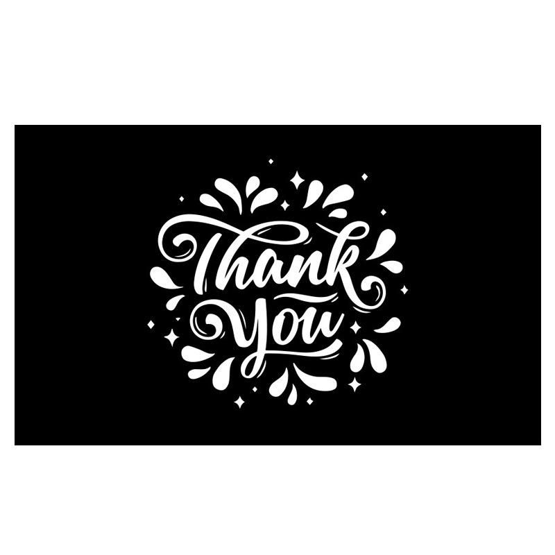 Black Thank You Greeting Cards, 50 Sheets/Pack