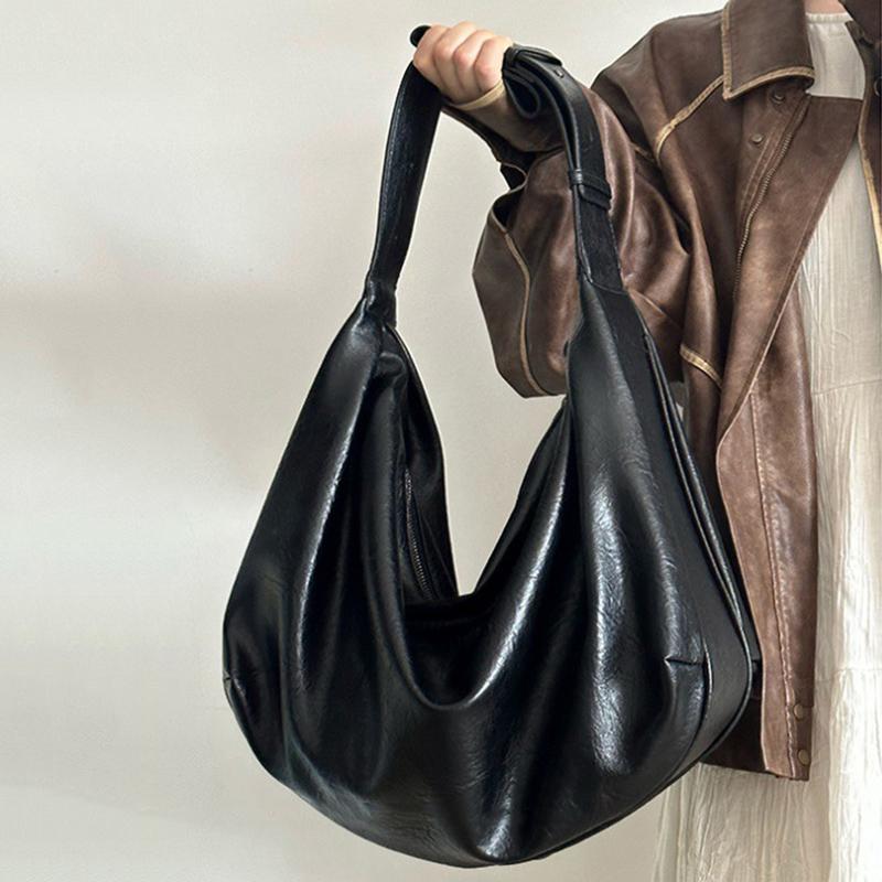 Большая вместительная черная сумка-пельмень женская ретро-сумка высокого класса на одно плечо через плечо, новинка зимы 2024 года, женские сумки