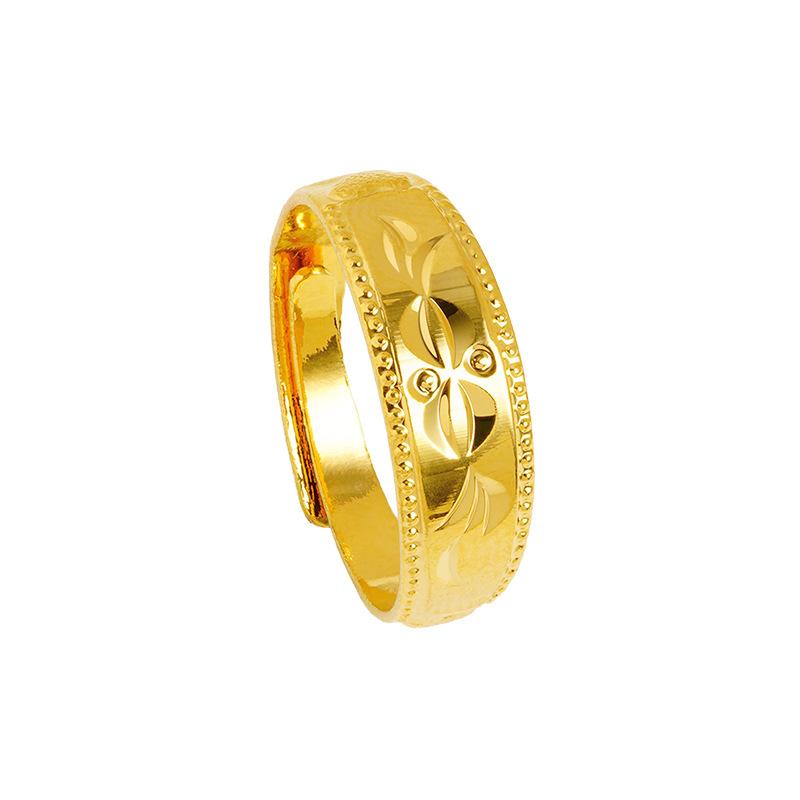 Sand Gold Ring for Women, Long-lasting Color Retention, Niche Sweet Imitation Gold Open Female Ring, Copper Alloy Accessories