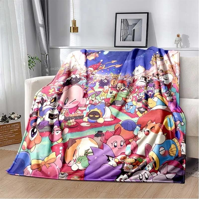 Kawaii Kirbys фланелевое одеяло подарок для детей девочек розовый мультяшный художественный легкий теплый плюшевый подарок на день рождения